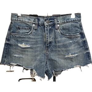 Blank NYC The Barrow Vintage High Rise Short Womens 27 Distressed Raw Hem 3"